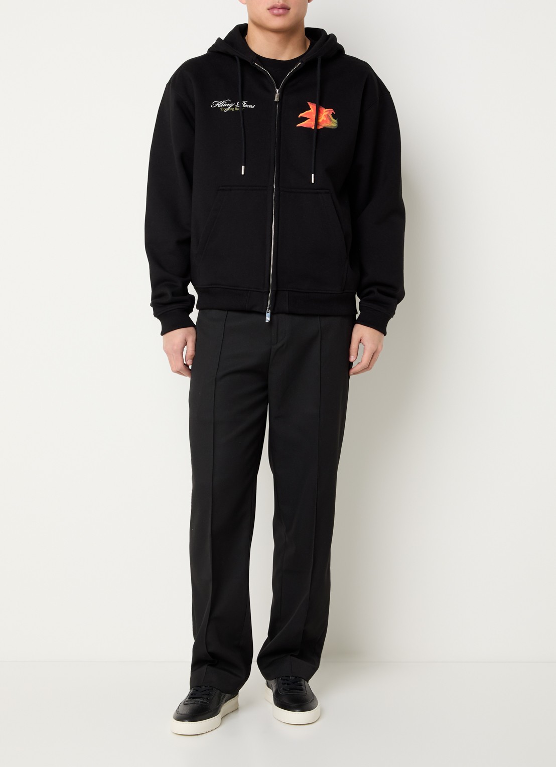 Filling Pieces Zucchini sweatvest met front- en backprint - voorkant 3 zwart