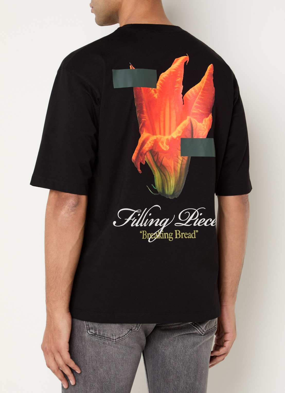 Filling Pieces Zucchini T-shirt met logo- en backprint - detail 3 zwart