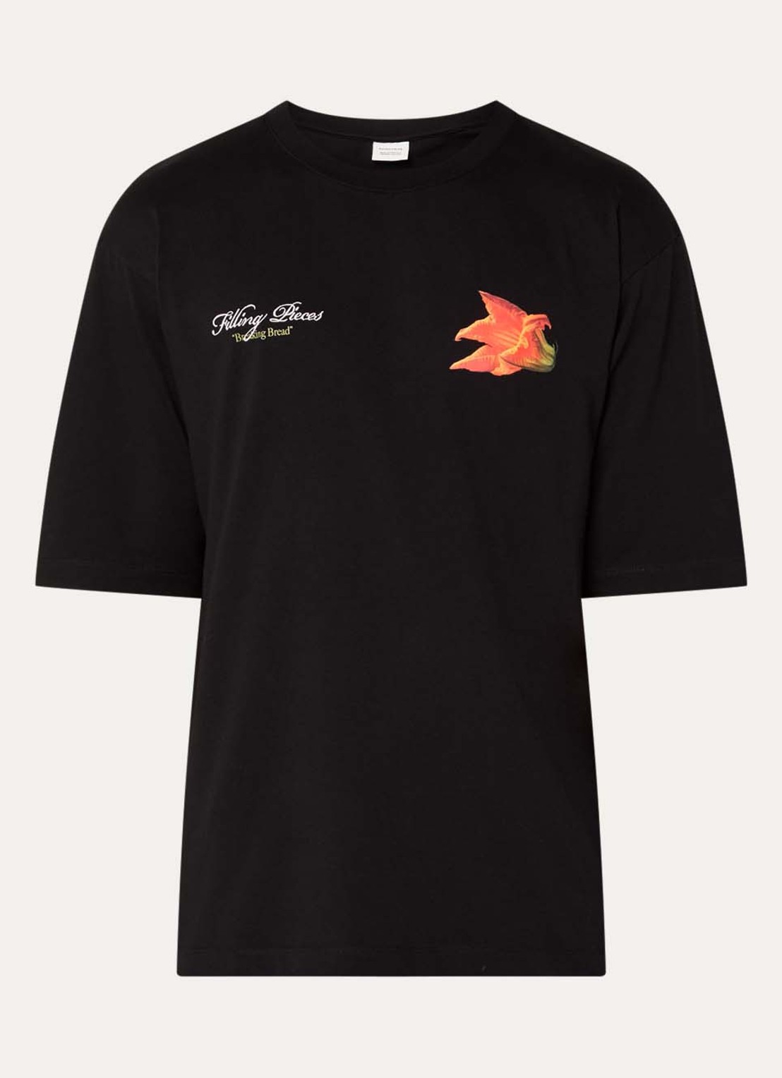 Filling Pieces Zucchini T-shirt met logo- en backprint - voorkant zwart