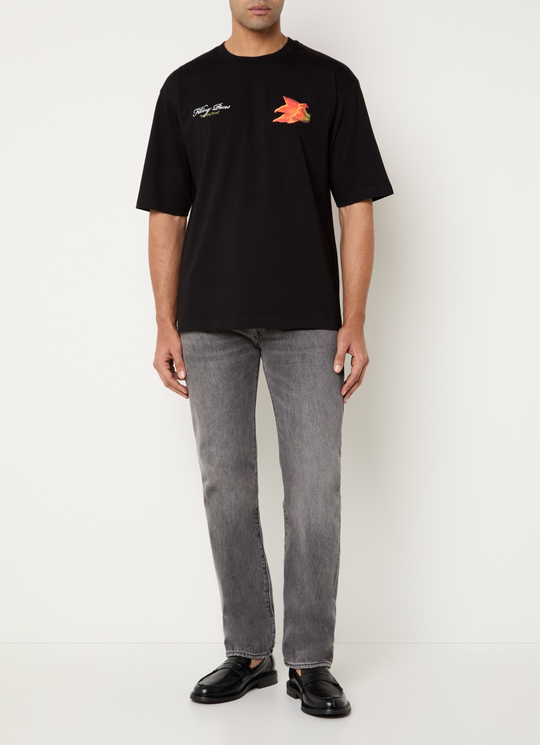 Filling Pieces Zucchini T-shirt met logo- en backprint - voorkant 2 zwart