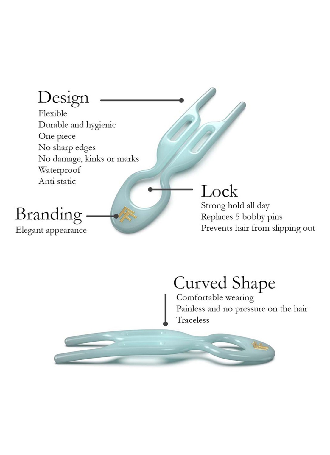 Fiona Franchimon Nº 1 Hairpin - haarpin set van 3  - detail 4 tantalizing blue