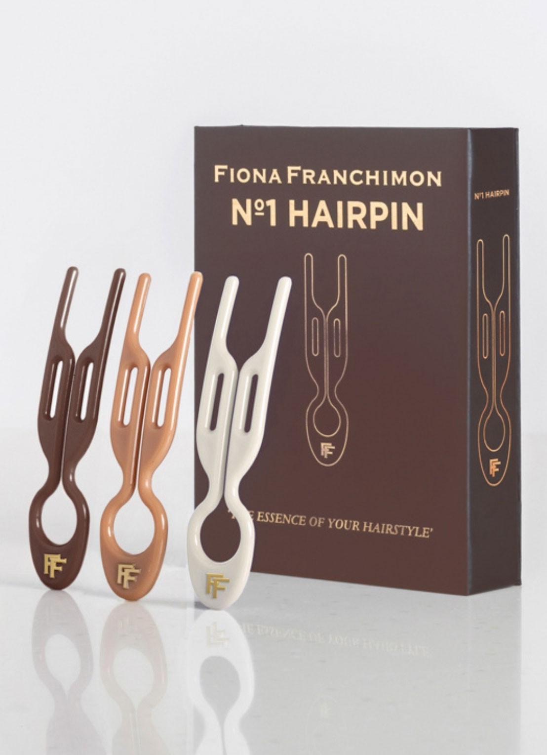 Fiona Franchimon Nº 1 Hairpin Milano Collection - haarpin set van 3  - voorkant 2 bruin