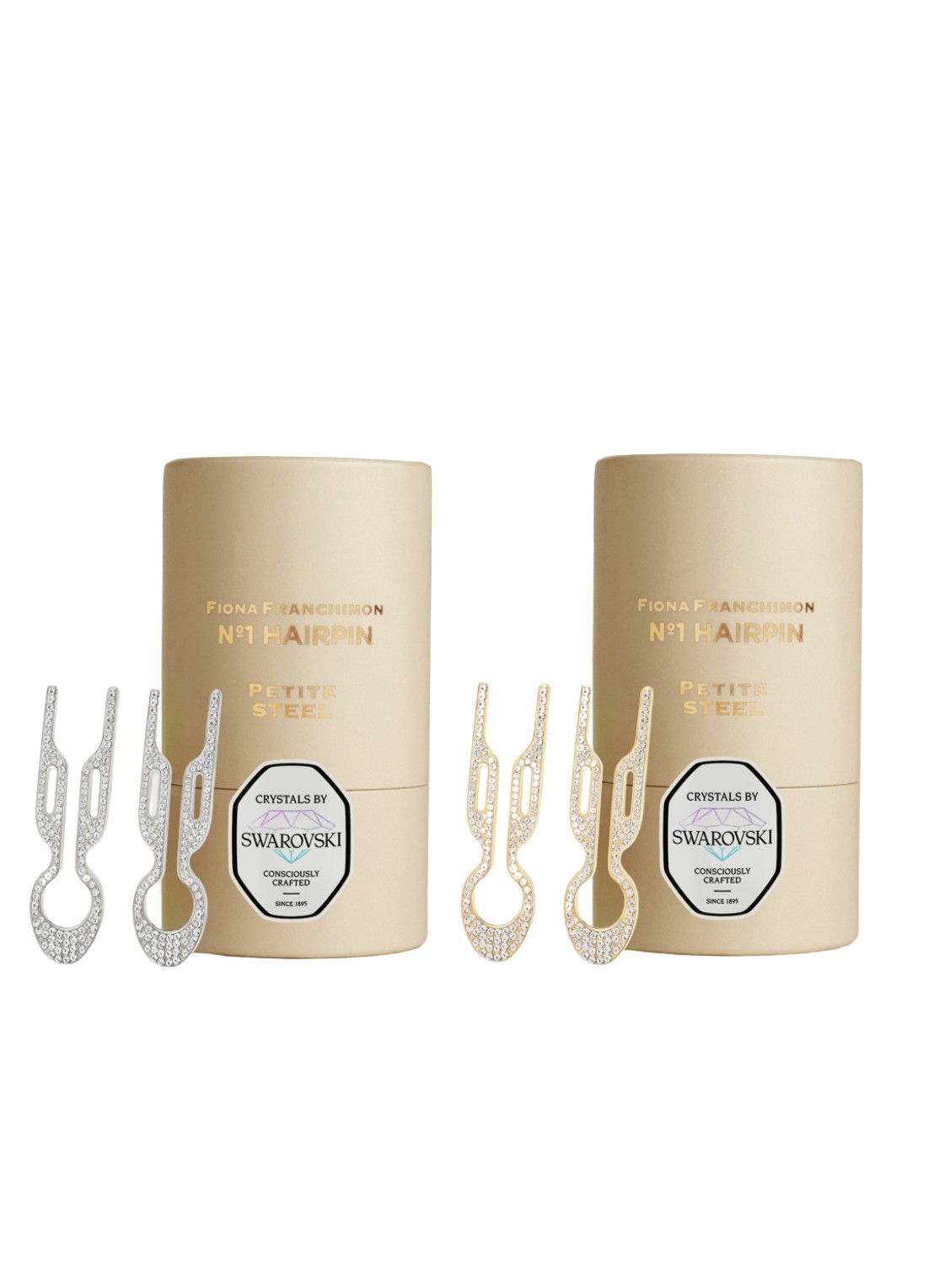 Fiona Franchimon Nº 1 Hairpin Petite Steel met Swarovski® Crystals - haarpin set van 2 - detail 4 goud