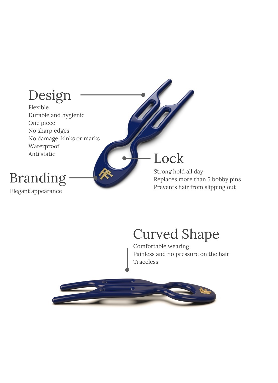 Fiona Franchimon 'Nº1 HAIRPIN | Royal Blue - haarpin set van 3 - detail 3 undefined