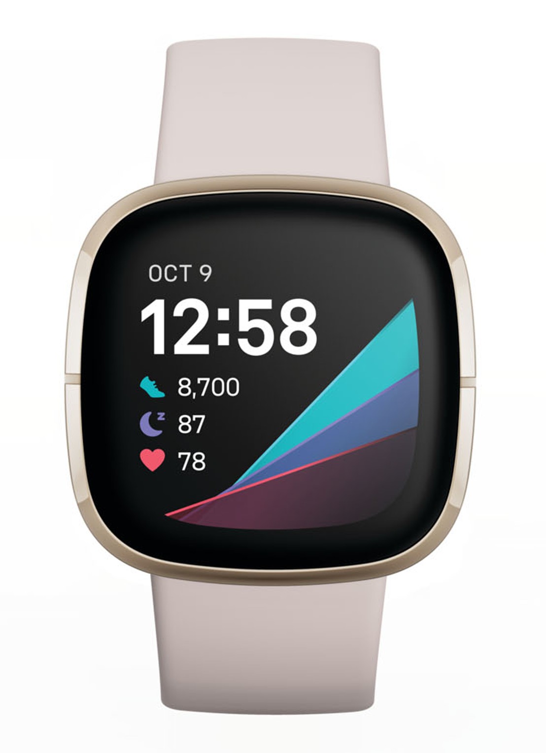 Fitbit Sense smartwatch FB512GLWT - voorkant goud