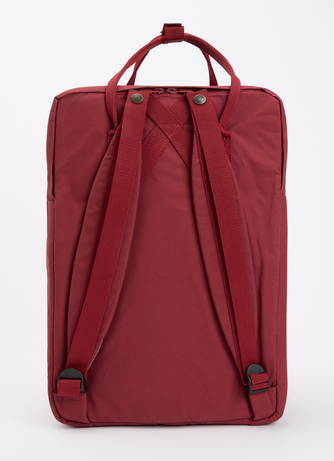 Fjällräven Kånken rugzak met 17 inch laptopvak  - achterkant donkerrood