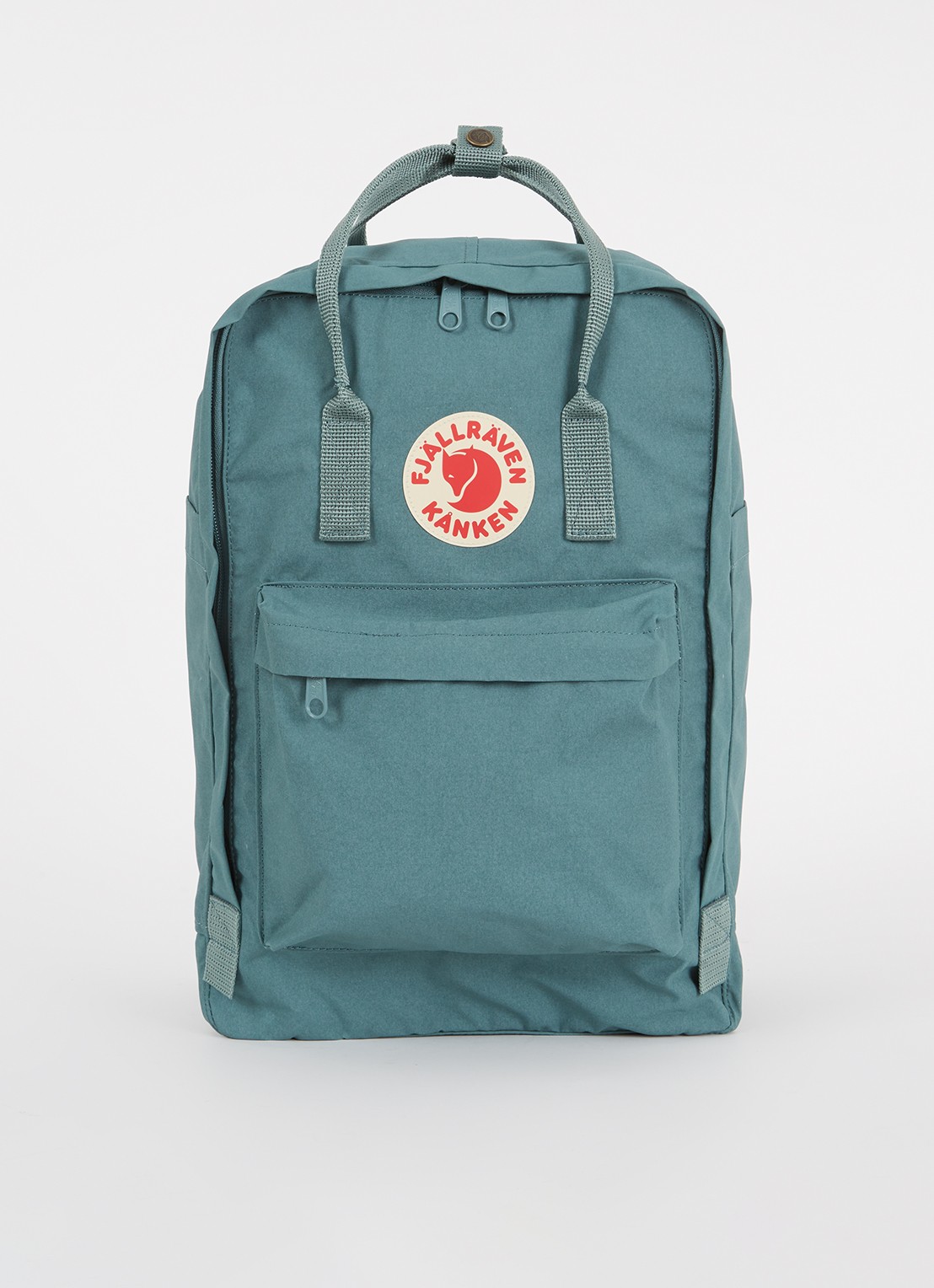 Fjällräven Kånken rugzak met 17 inch laptopvak  - voorkant 3 zeegroen