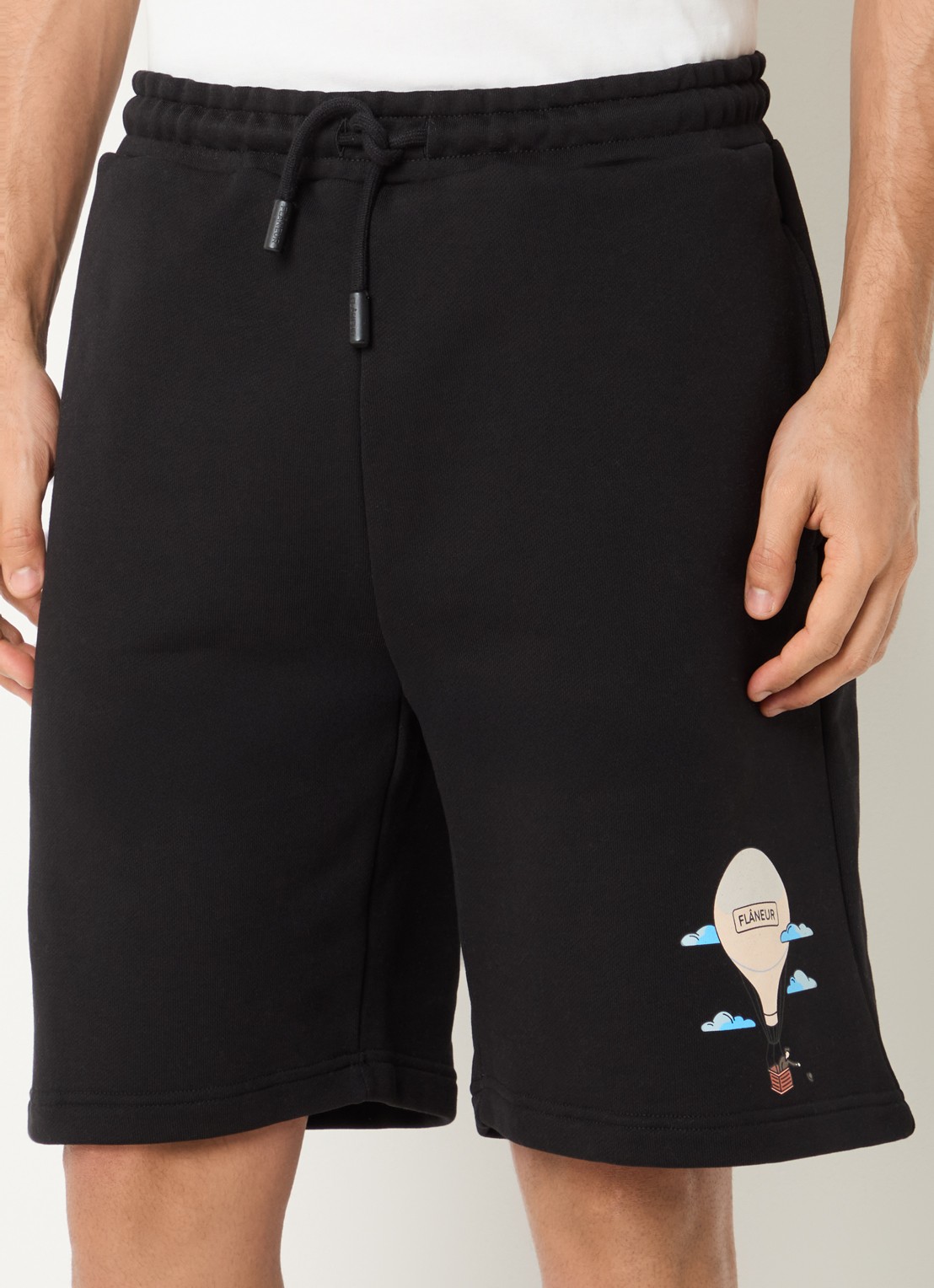 FLÂNEUR Aeronautique straight fit korte joggingbroek met logo - detail 2 zwart