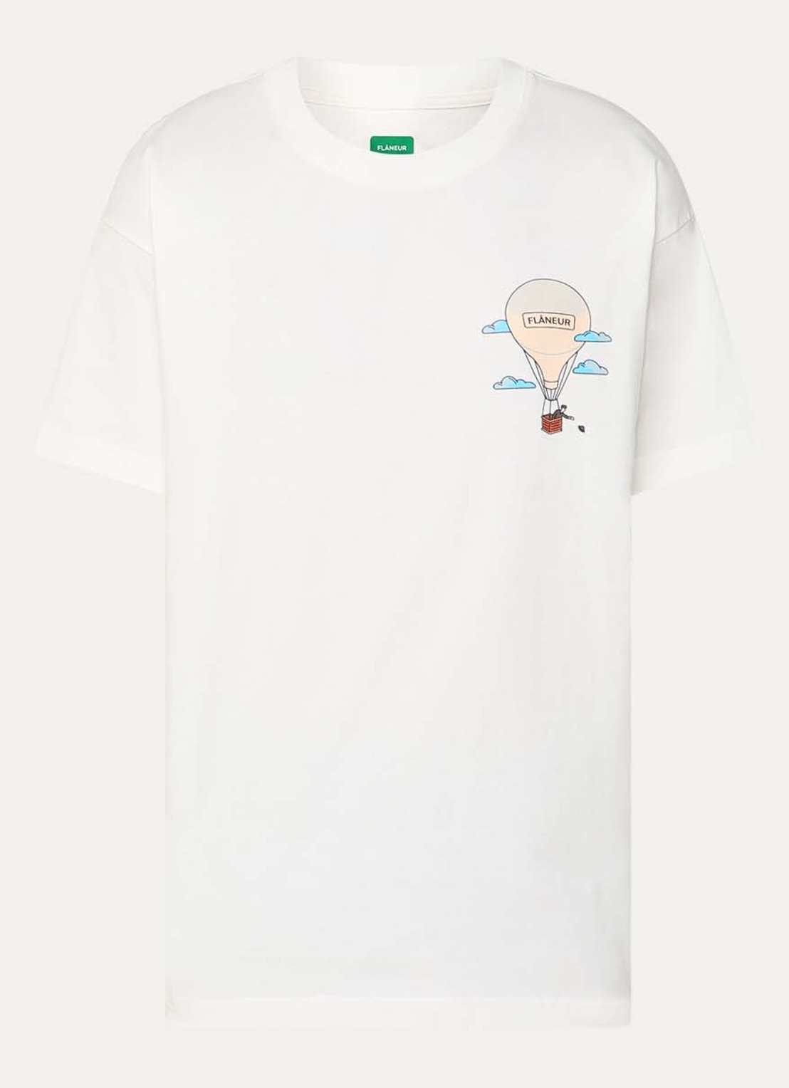 FLÂNEUR Aeronautique T-shirt met logo- en backprint - voorkant wit
