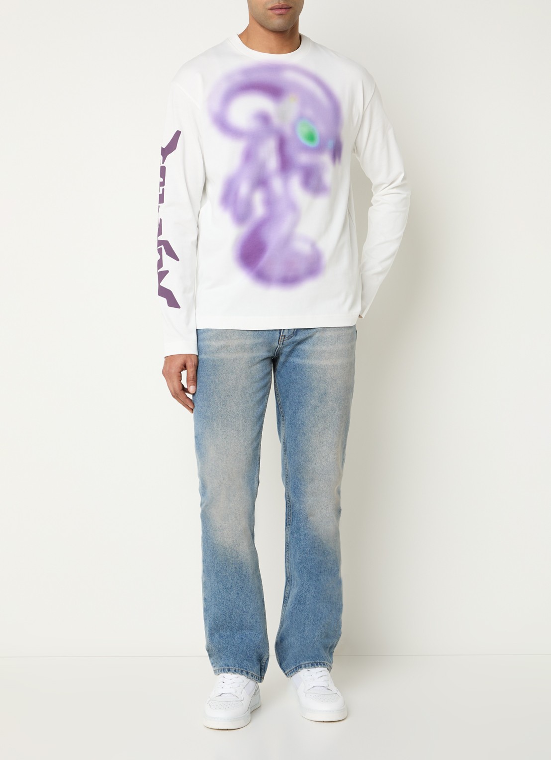 FLÂNEUR Alien longsleeve met print - voorkant 4 wit