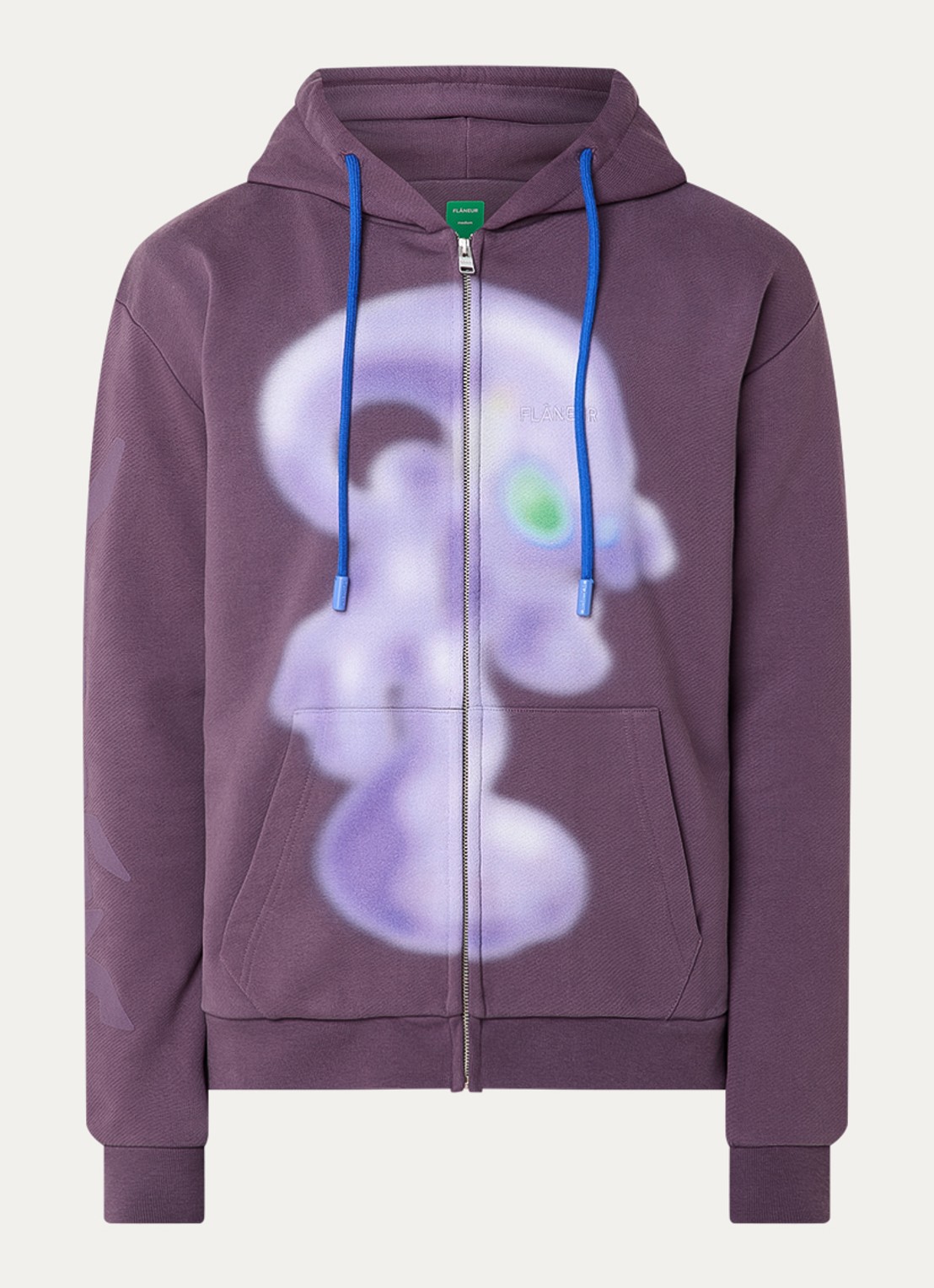 FLÂNEUR Alien sweatvest met print - voorkant paars