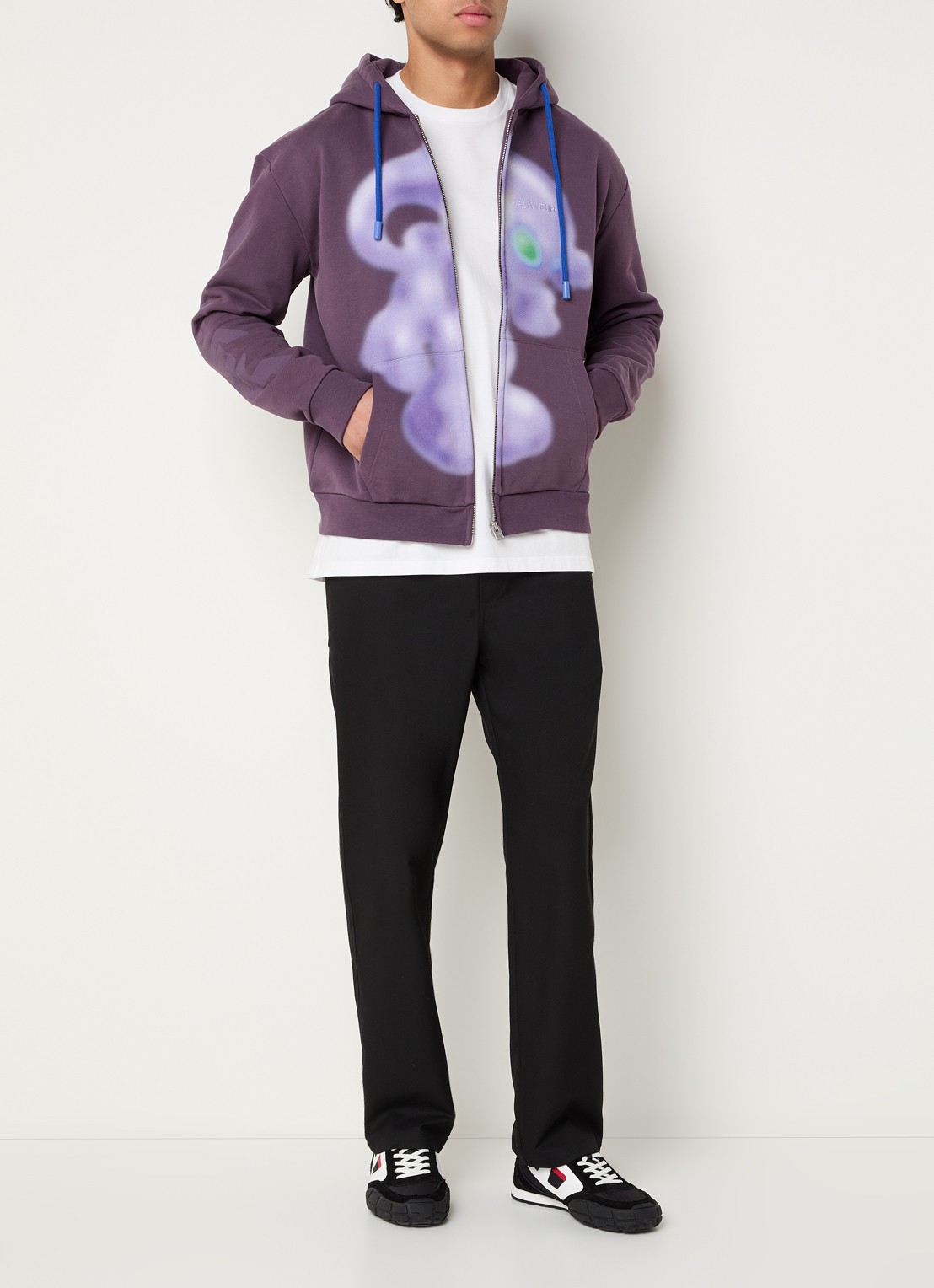 FLÂNEUR Alien sweatvest met print - voorkant 2 paars