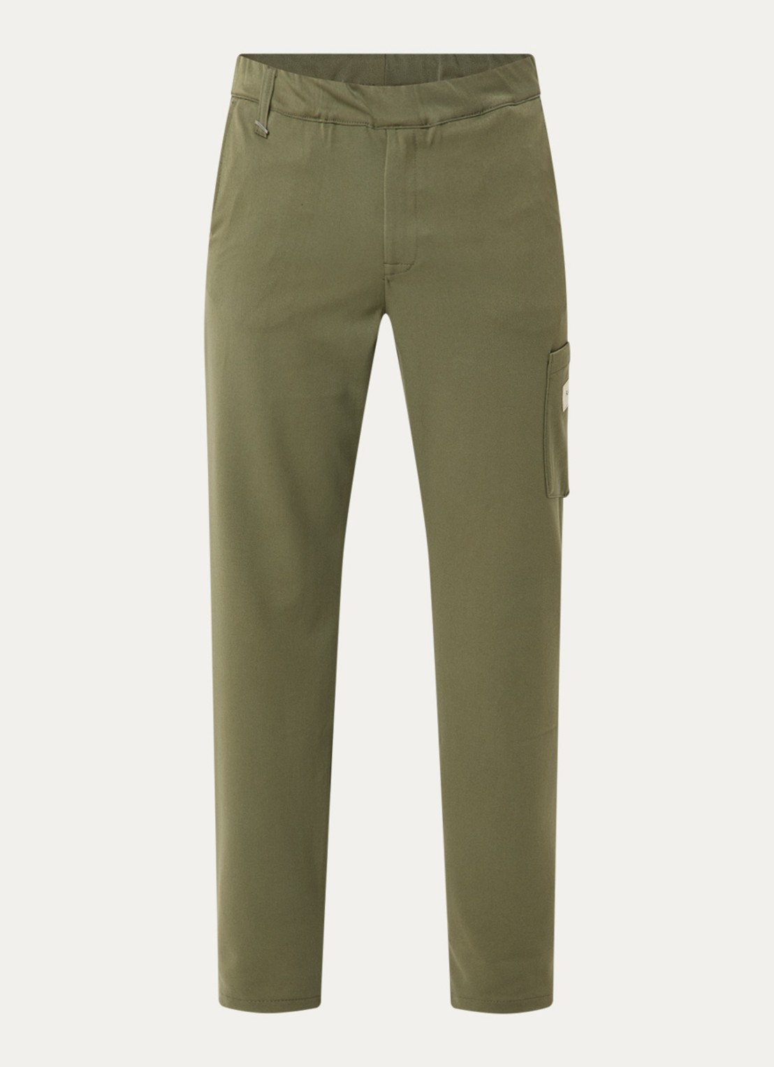 FLÂNEUR Atelier loose fit pantalon met opgestikte zak - voorkant 3 legergroen