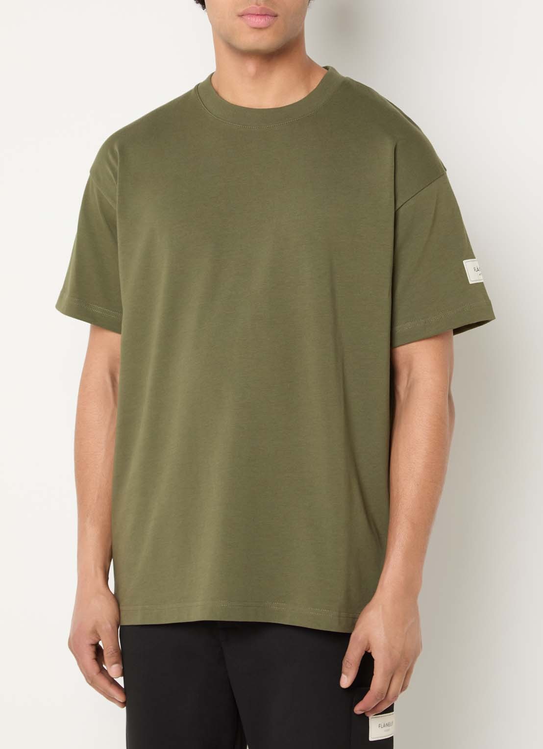 FLÂNEUR Atelier T-shirt met logo - detail 2 bronsgroen