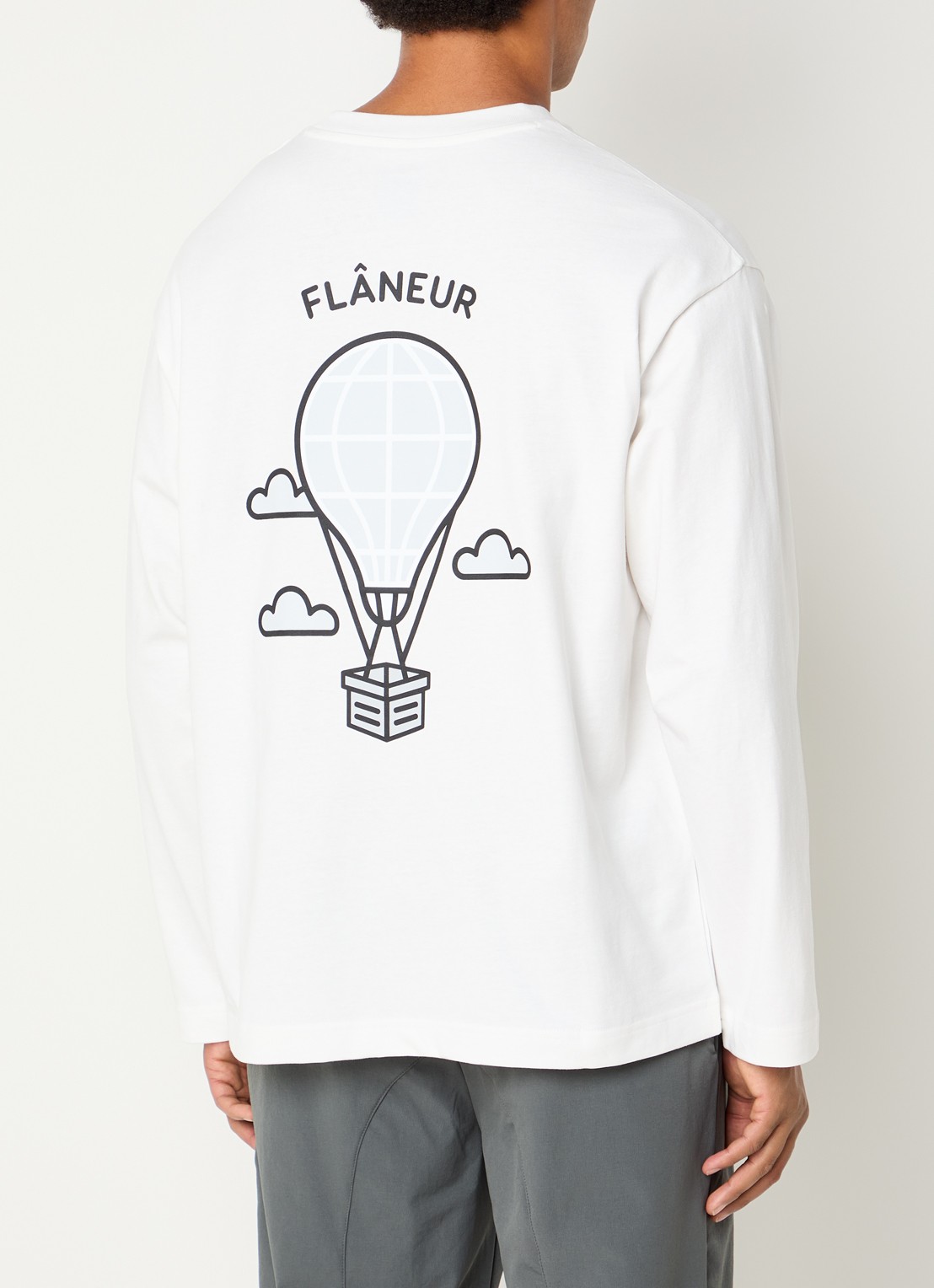 FLÂNEUR Balloon longsleeve met logo- en backprint - detail 4 wit