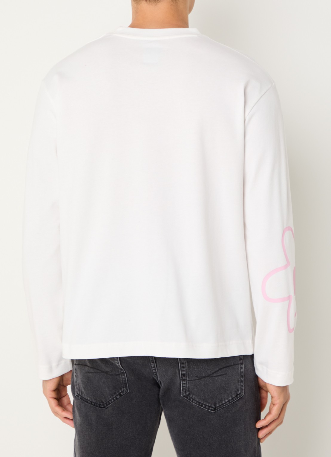 FLÂNEUR Blossom longsleeve met logo - achterkant wit
