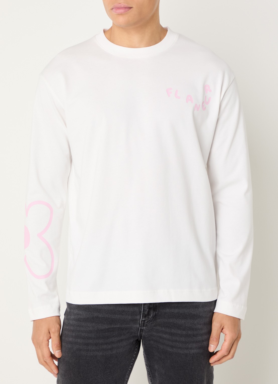 FLÂNEUR Blossom longsleeve met logo - detail 2 wit