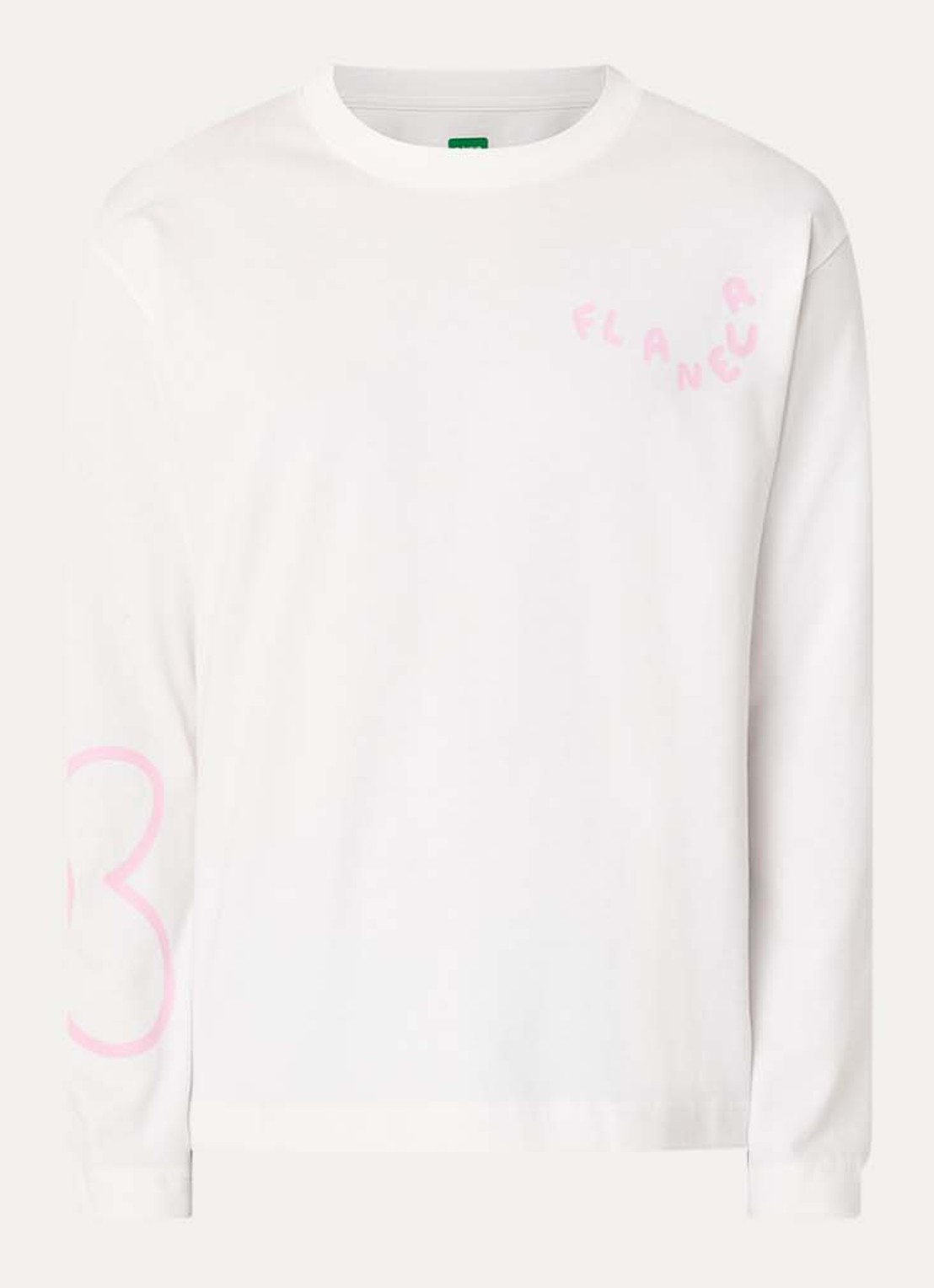 FLÂNEUR Blossom longsleeve met logo - voorkant 3 wit