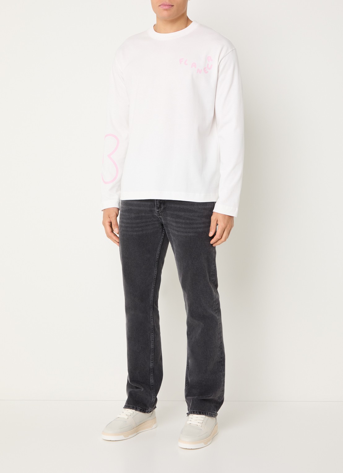 FLÂNEUR Blossom longsleeve met logo - voorkant 4 wit