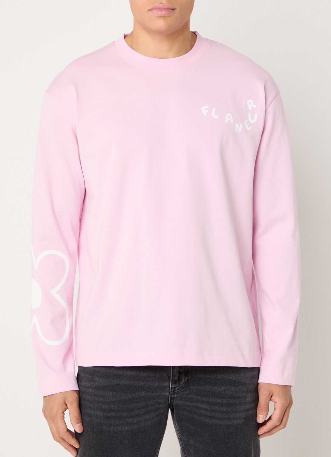FLÂNEUR Blossom longsleeve met logo - detail roze