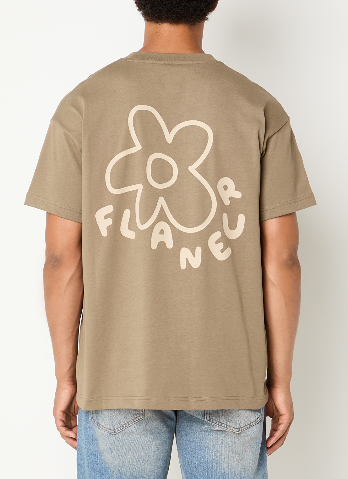 FLÂNEUR Blossom T-shirt met logo- en backprint - detail 2 bruin