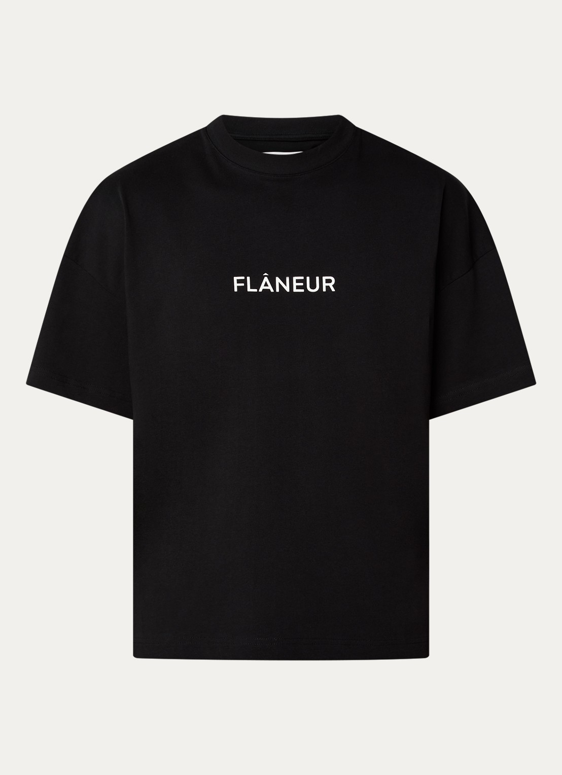 FLÂNEUR Box T-shirt met logoprint - voorkant 3 zwart