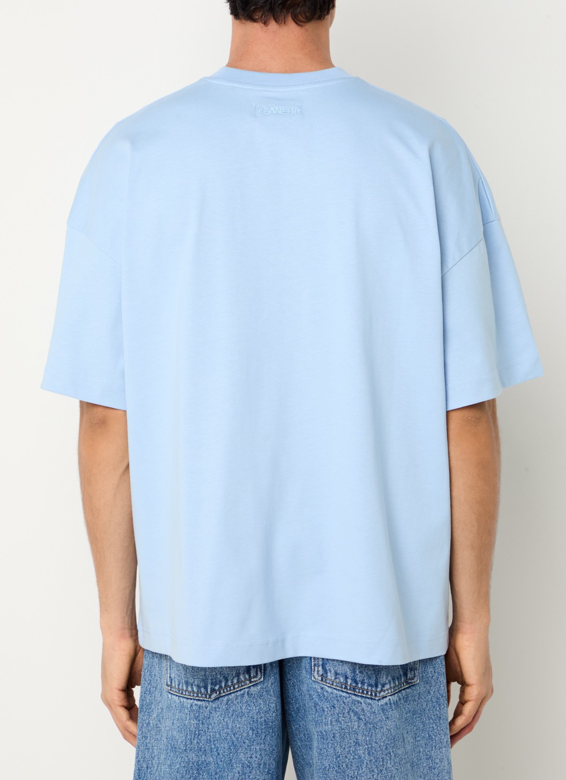 FLÂNEUR Box T-shirt met logoprint - achterkant 4 lichtblauw