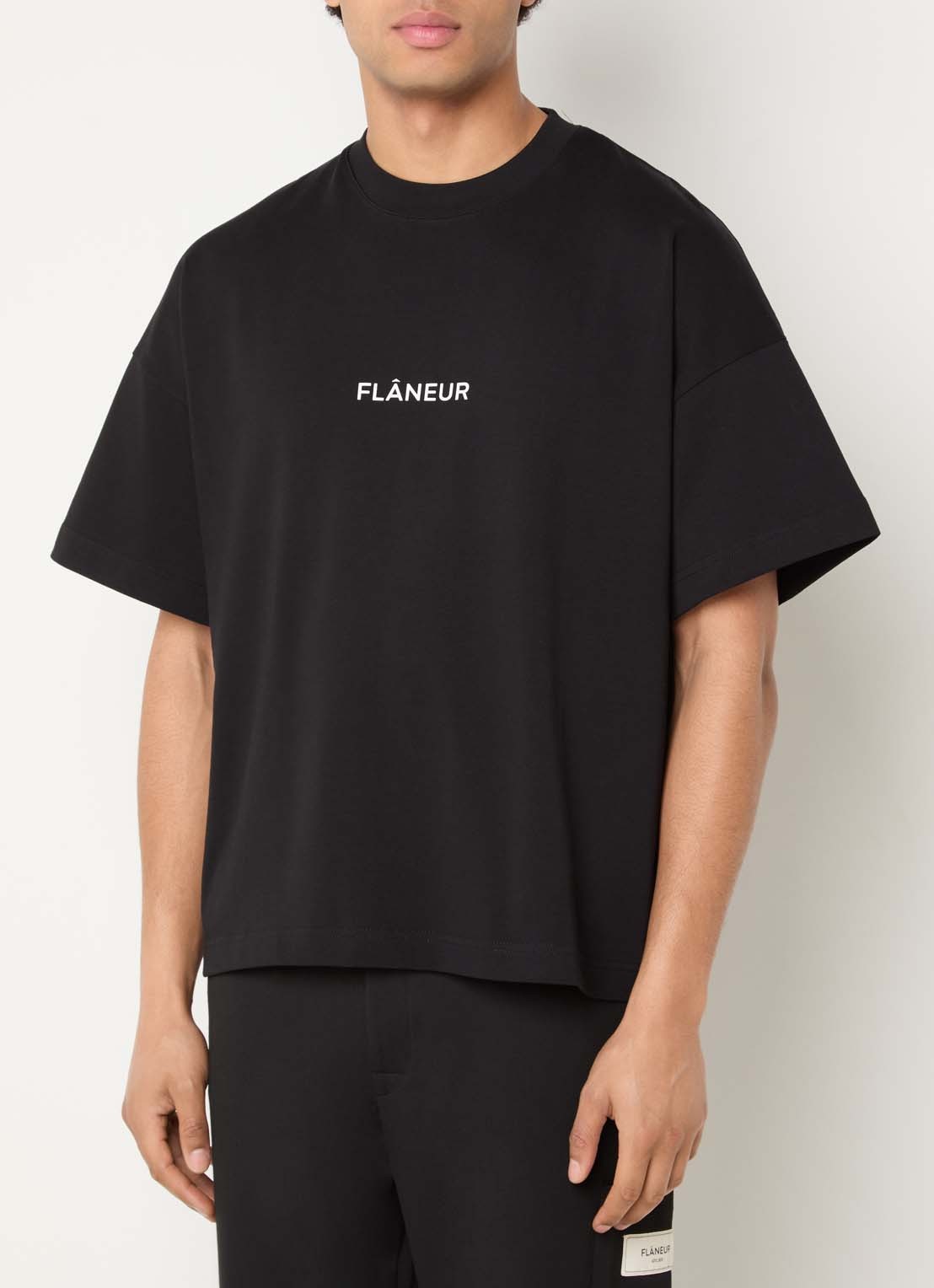 FLÂNEUR Box T-shirt met logoprint - detail 4 zwart
