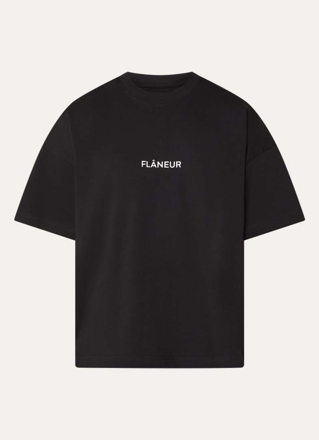 FLÂNEUR Box T-shirt met logoprint - voorkant zwart