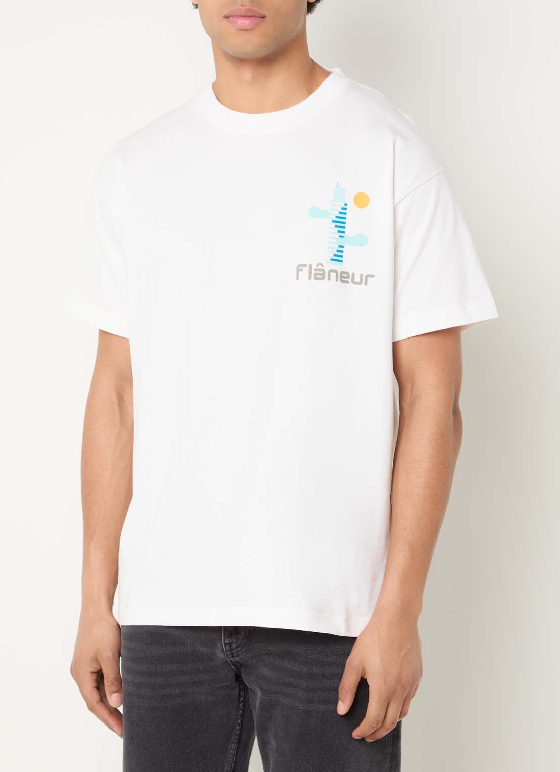 FLÂNEUR Festival Map T-shirt met logo- en backprint - achterkant 4 wit