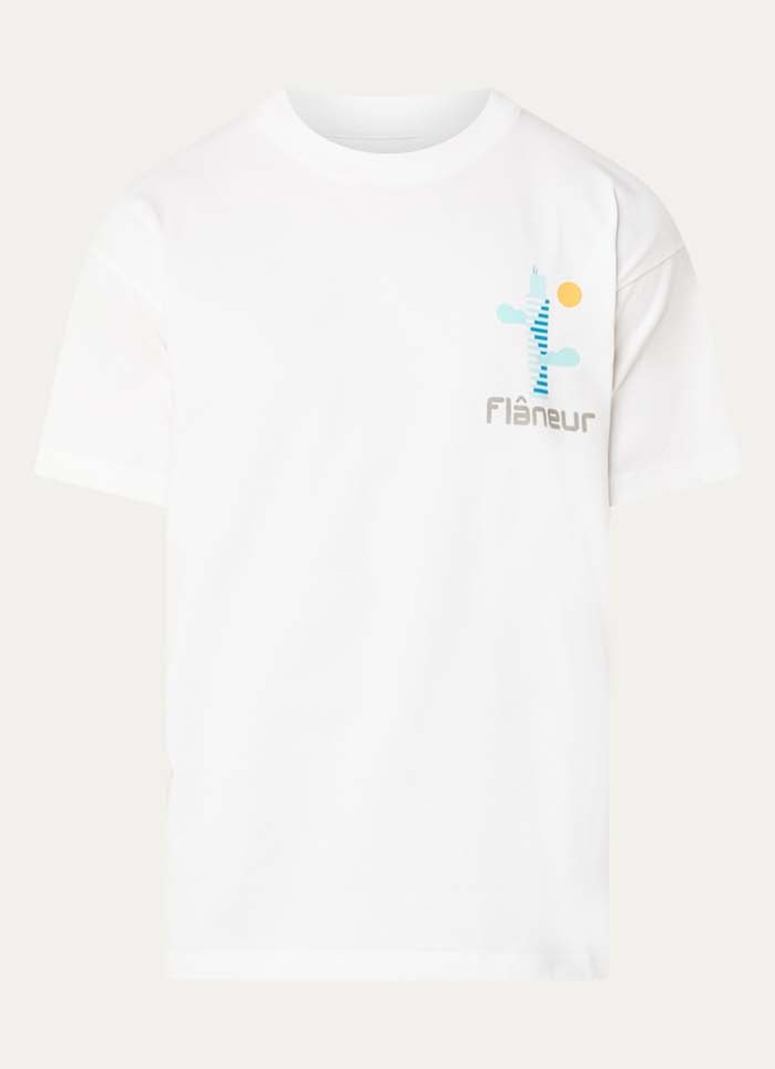 FLÂNEUR Festival Map T-shirt met logo- en backprint - voorkant 2 wit
