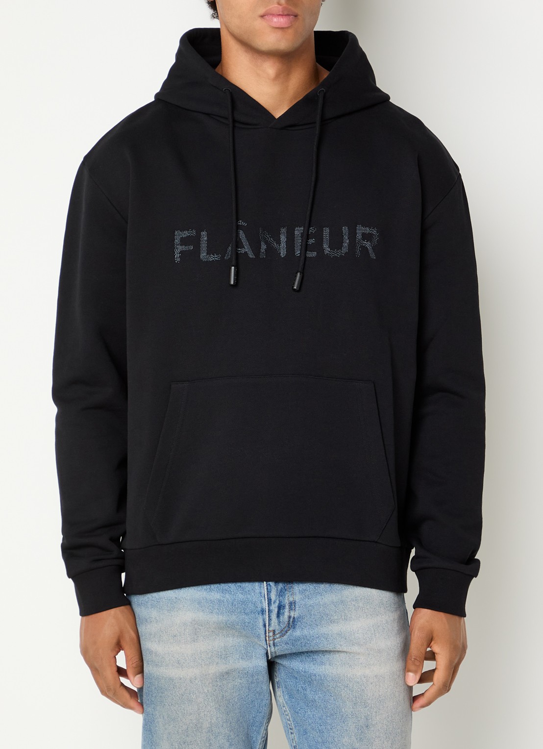 FLÂNEUR Hoodie met logoprint - detail 2 zwart