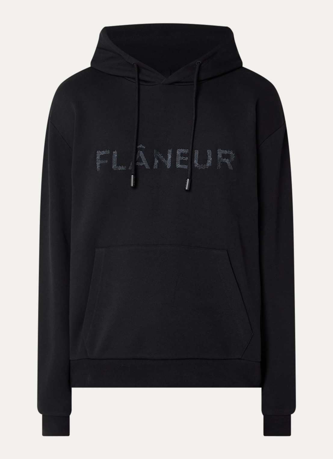 FLÂNEUR Hoodie met logoprint - voorkant 4 zwart