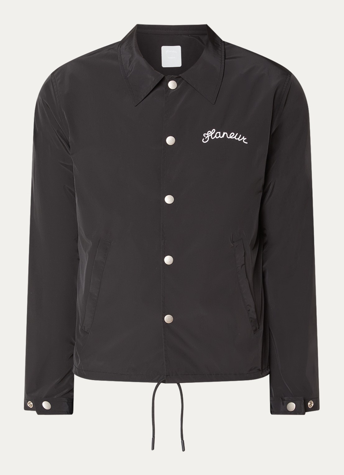 FLÂNEUR Jack met logoprint - voorkant 3 zwart