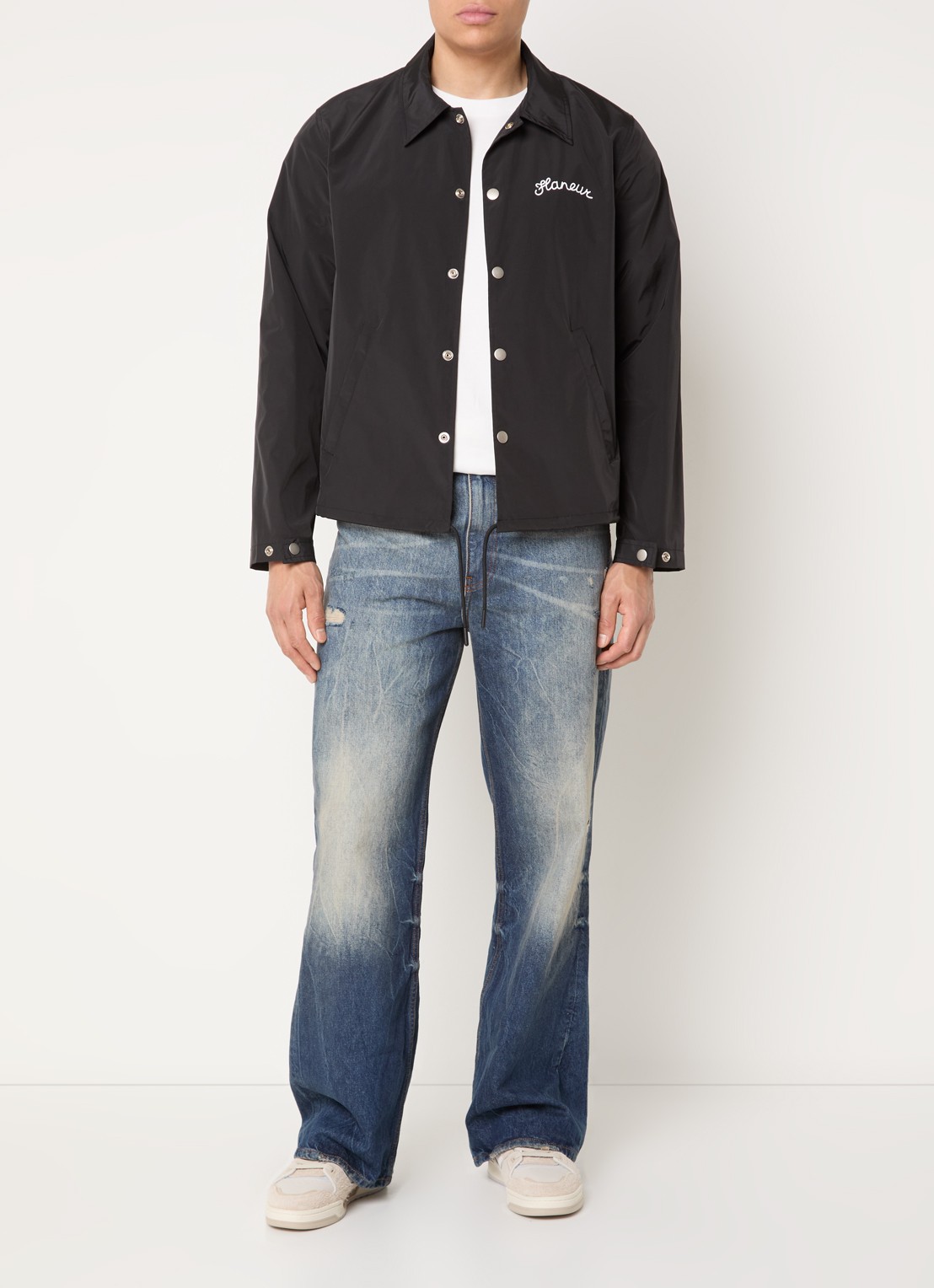 FLÂNEUR Jack met logoprint - voorkant 4 zwart