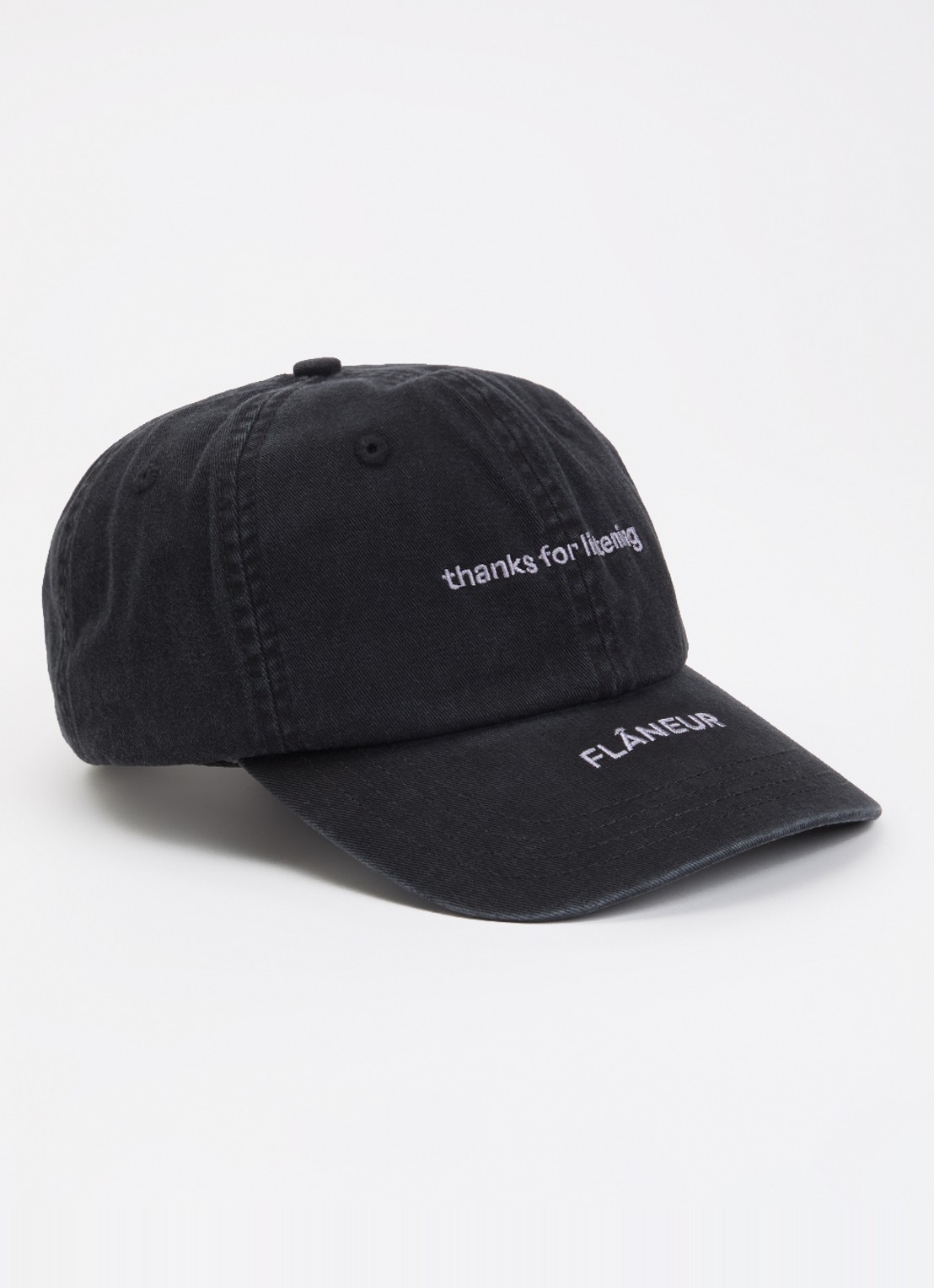 FLÂNEUR Listening pet met logoborduring - voorkant 2 zwart