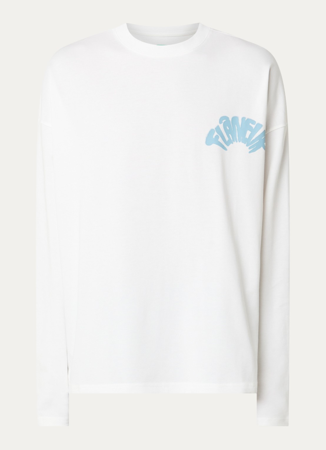 FLÂNEUR Longsleeve met logo- en backprint - voorkant wit