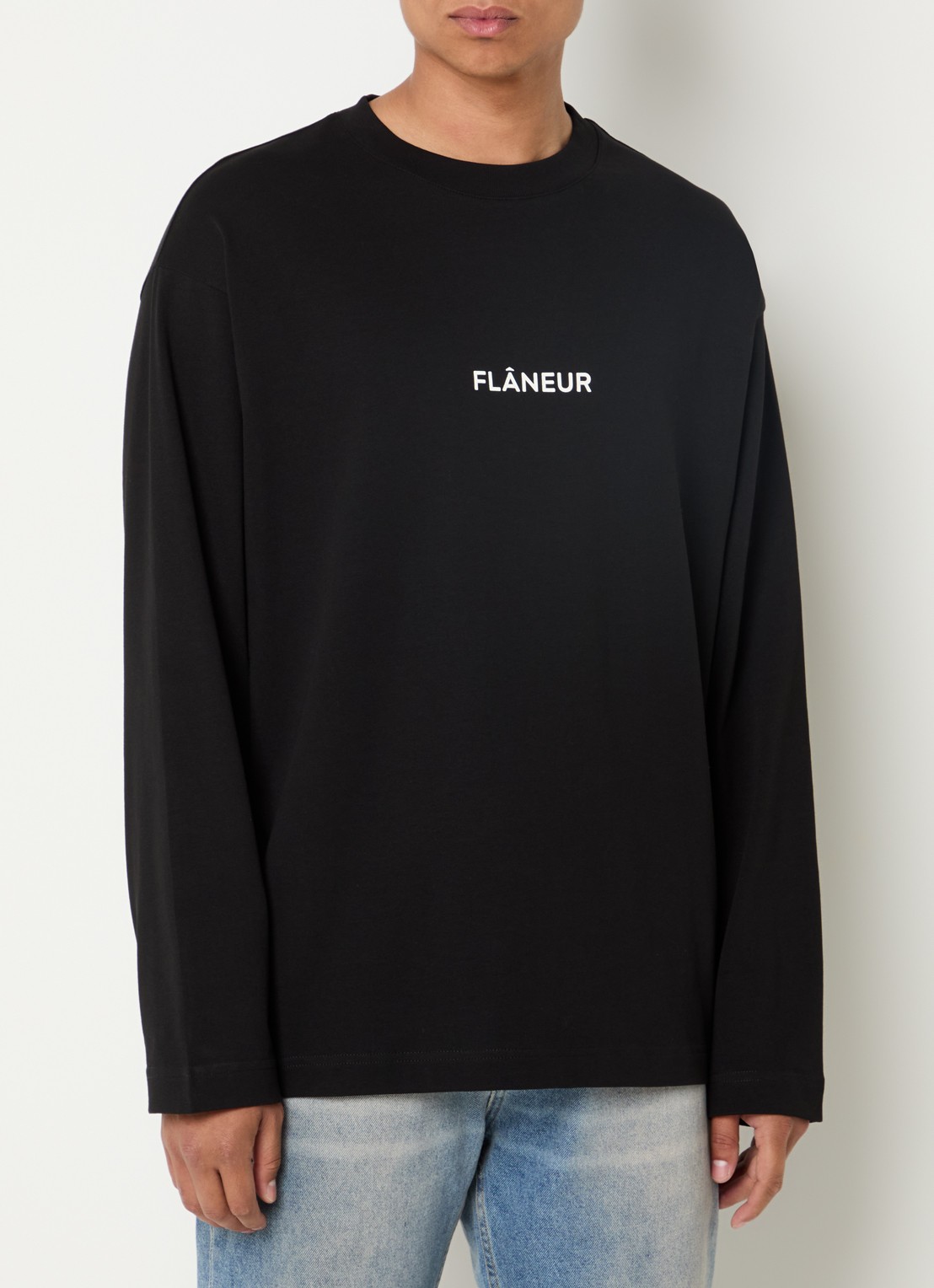 FLÂNEUR Longsleeve met logo - detail 3 zwart