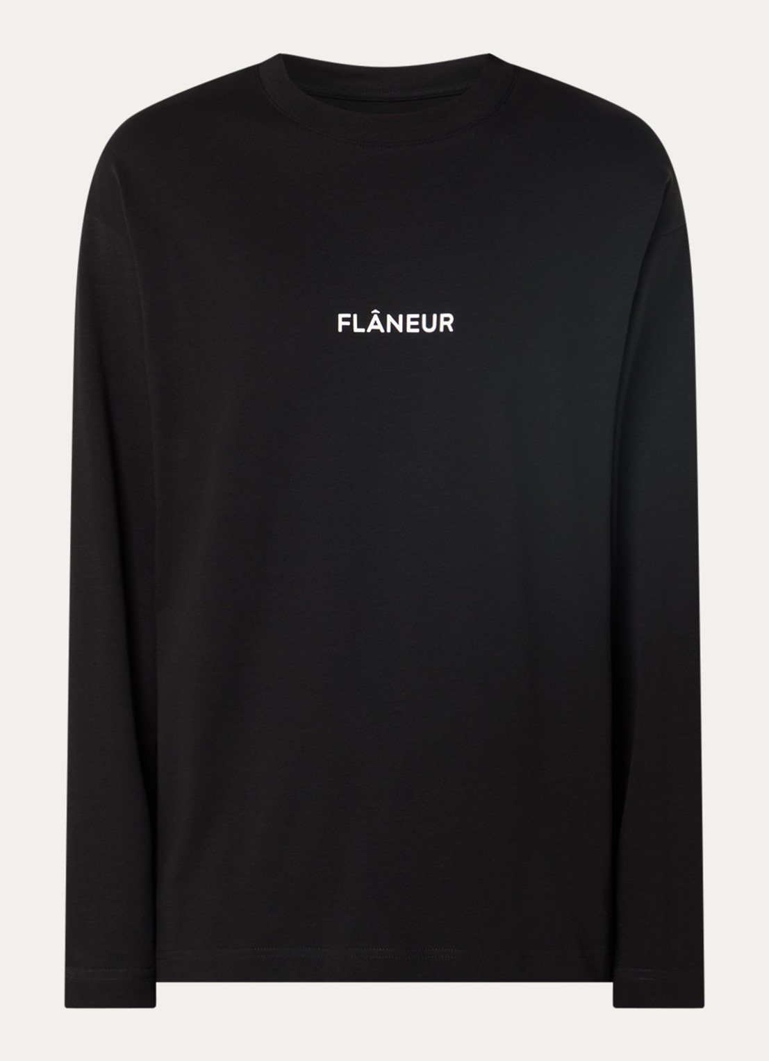 FLÂNEUR Longsleeve met logo - voorkant zwart