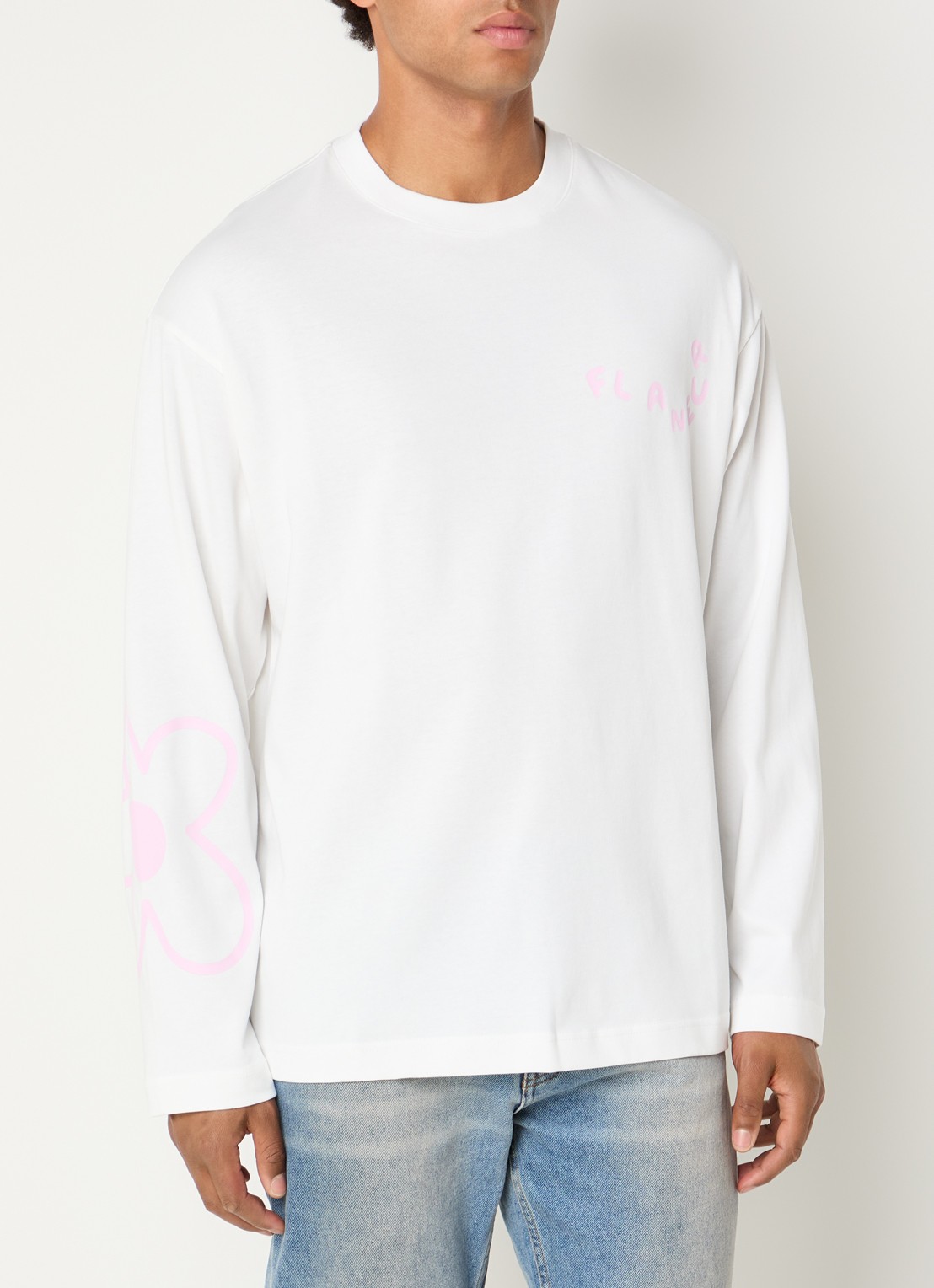 FLÂNEUR Longsleeve met logoprint - detail 4 wit