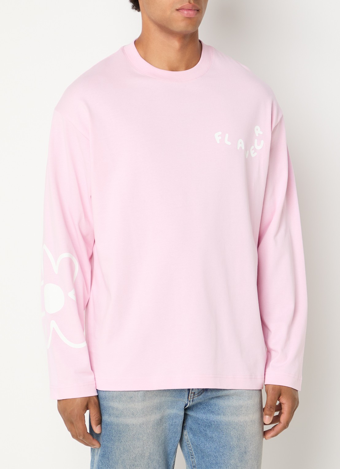 FLÂNEUR Longsleeve met logoprint - detail 4 roze