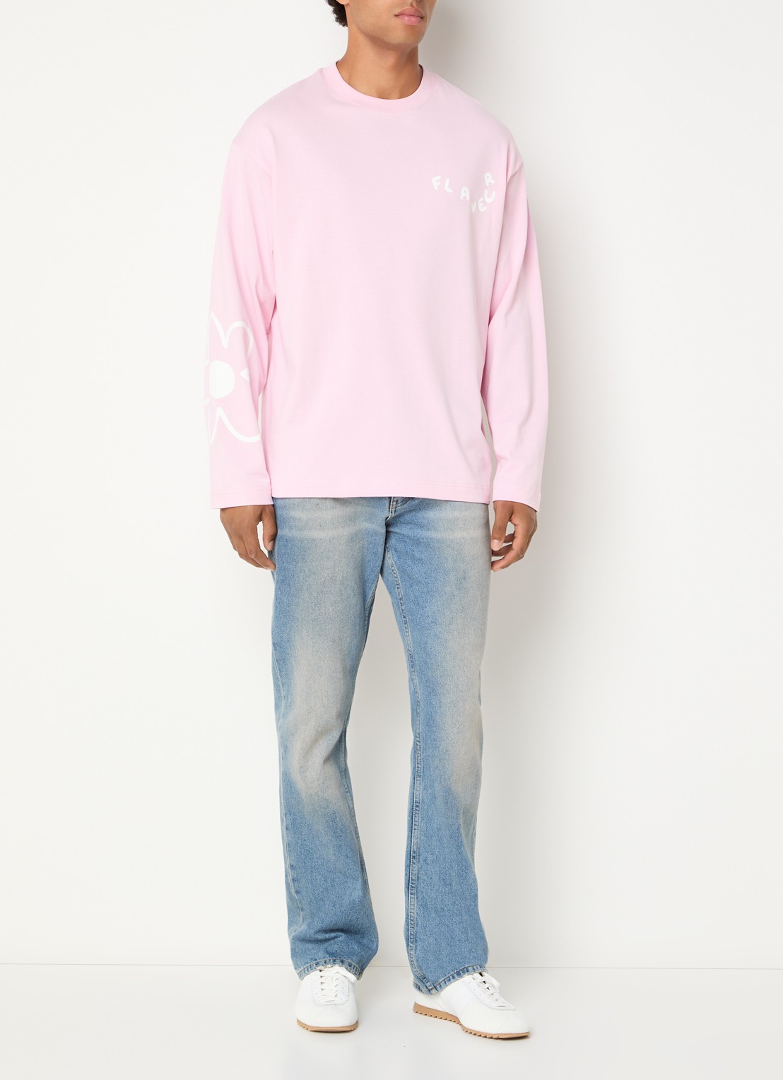 FLÂNEUR Longsleeve met logoprint - voorkant 2 roze