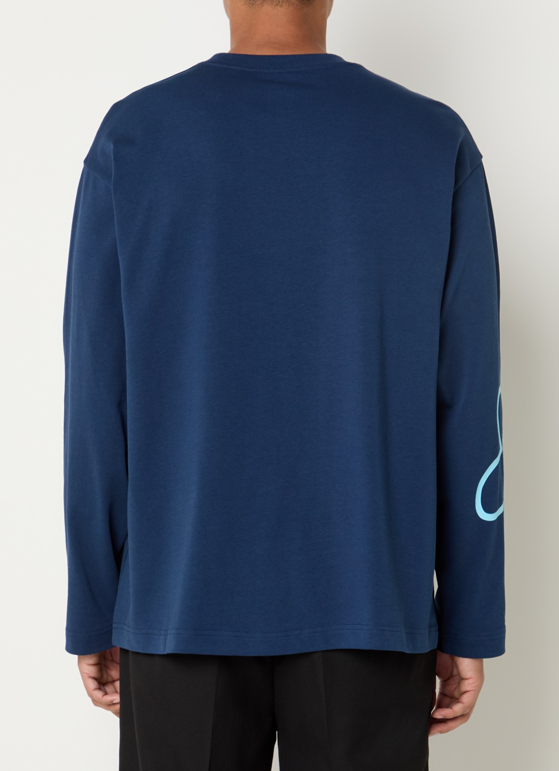 FLÂNEUR Longsleeve met logoprint - achterkant donkerblauw