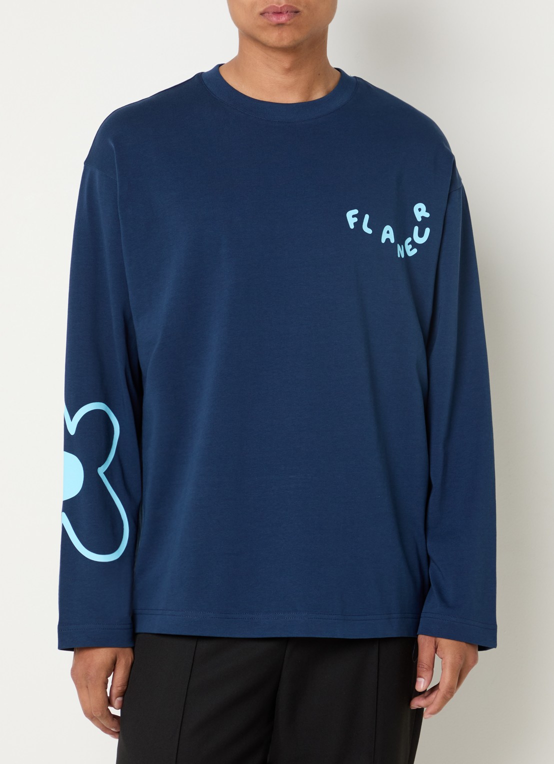 FLÂNEUR Longsleeve met logoprint - detail 4 donkerblauw
