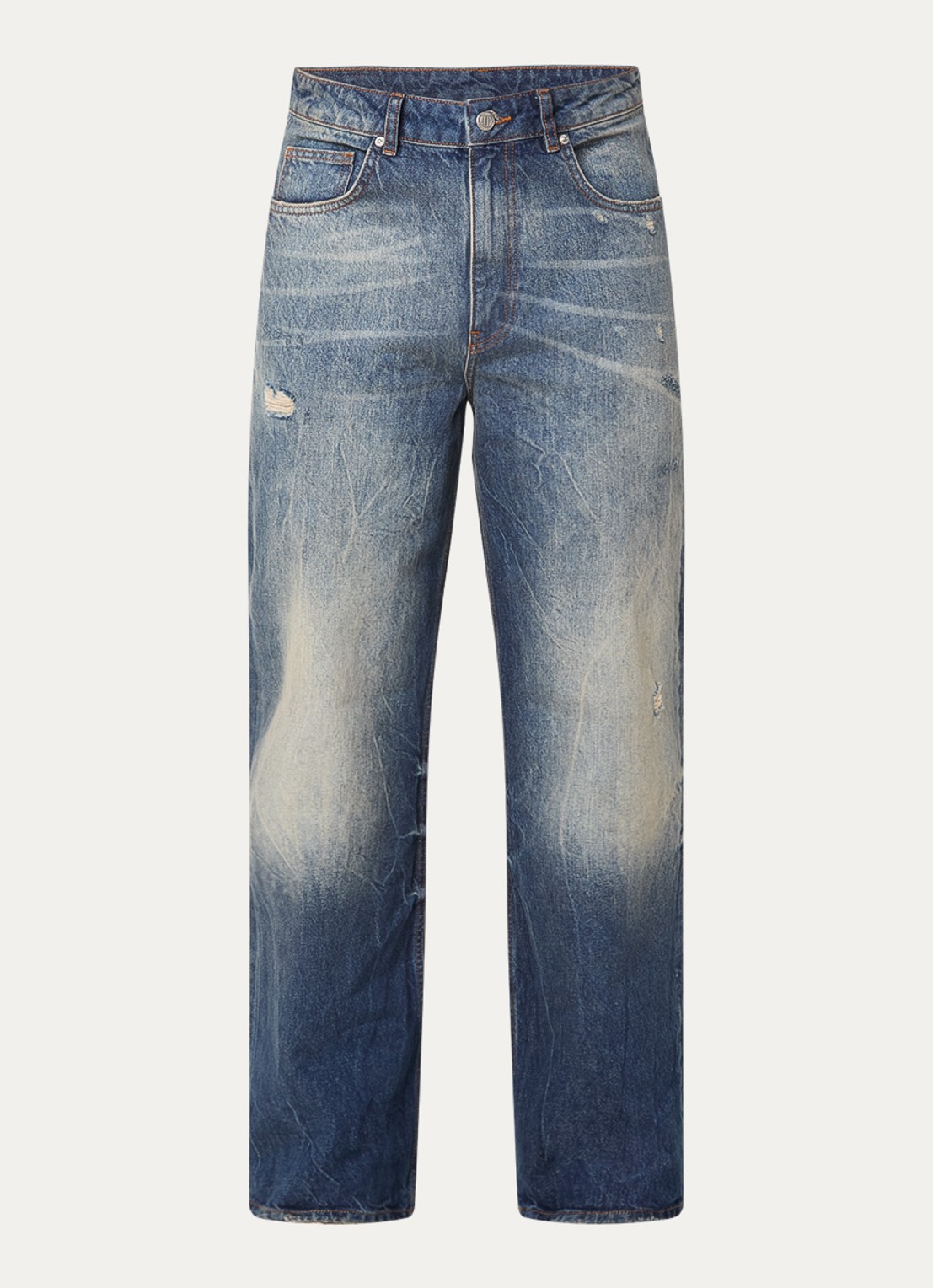 FLÂNEUR Loose fit jeans met donkere wassing - voorkant 4 beige