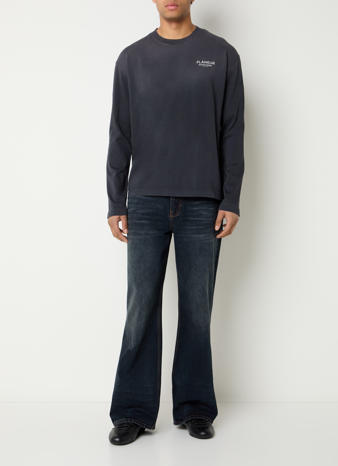 FLÂNEUR Loose fit jeans met donkere wassing - voorkant 4 indigo