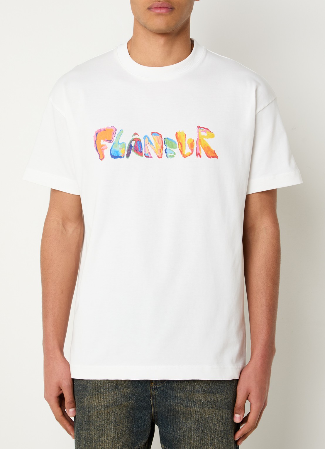 FLÂNEUR Markerstift T-shirt met logoprint - detail 4 wit