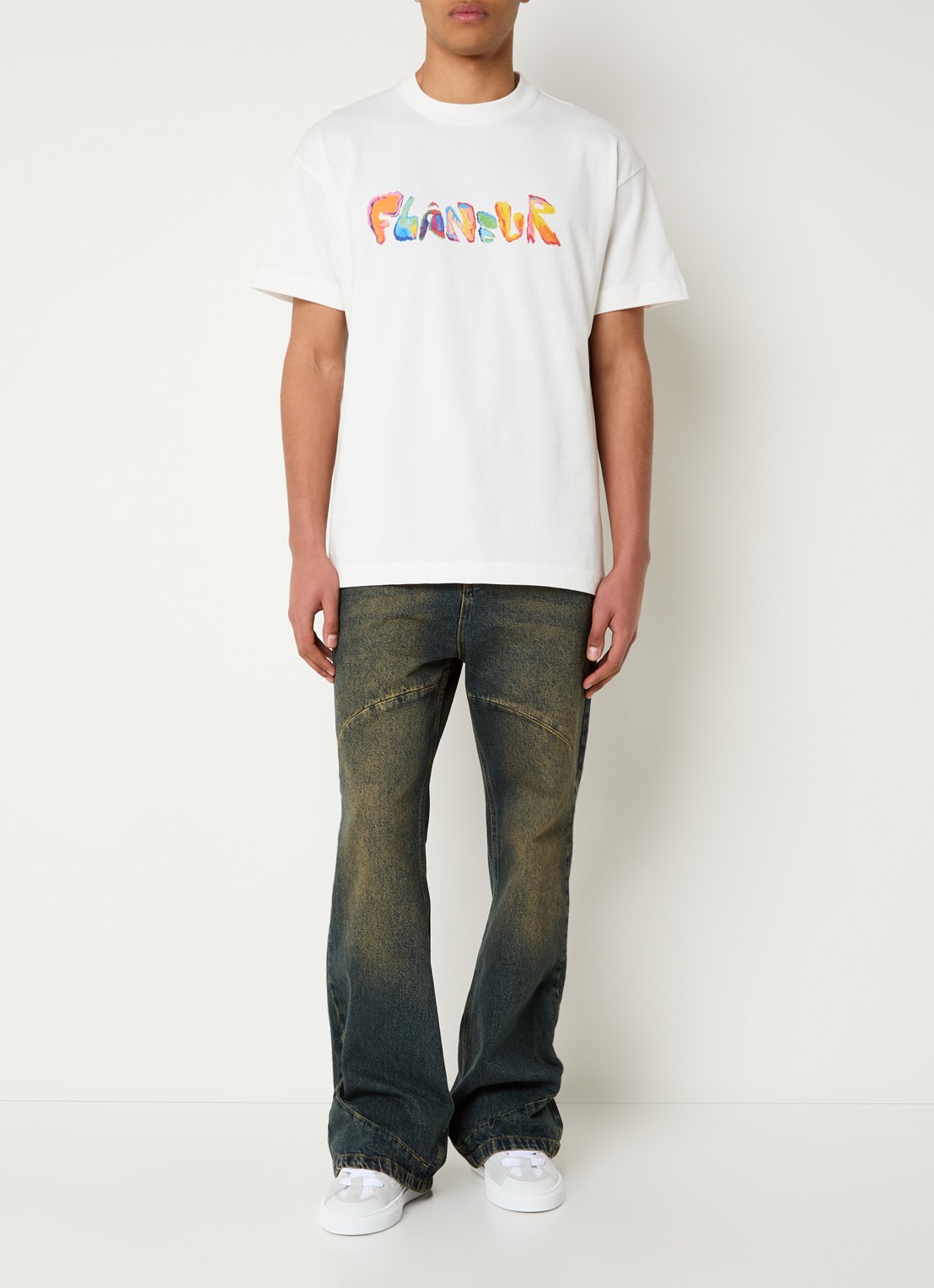 FLÂNEUR Markerstift T-shirt met logoprint - voorkant 3 wit