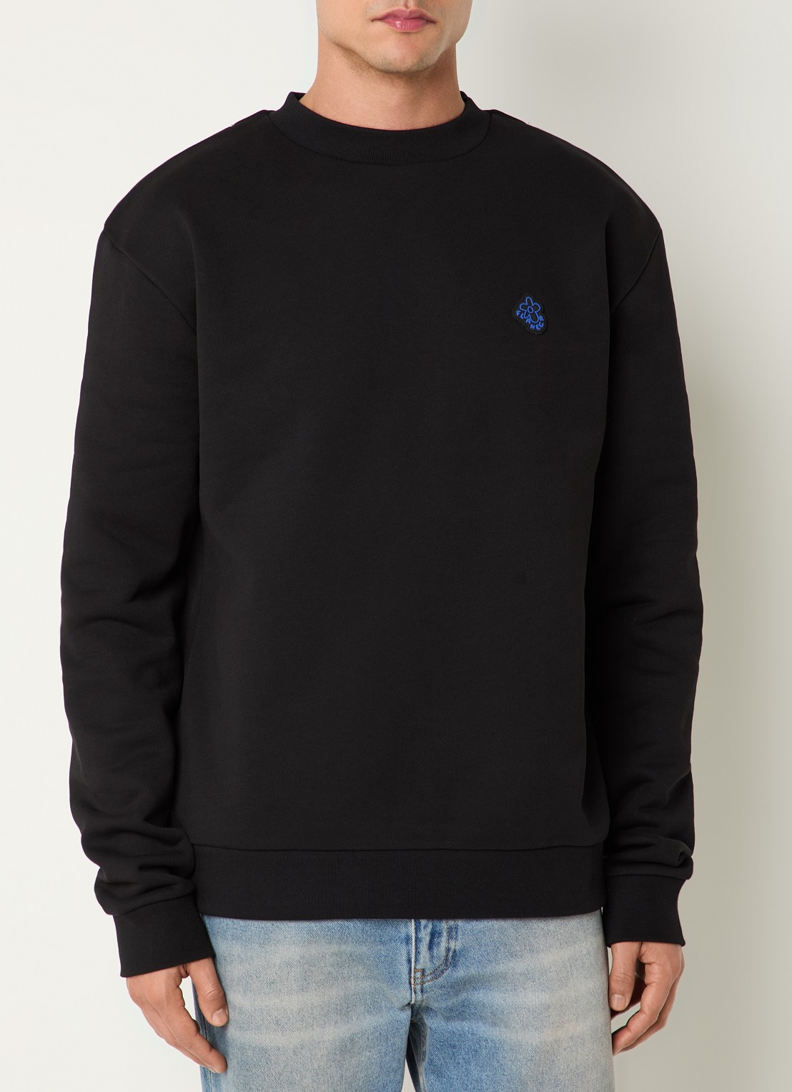 FLÂNEUR Rubber sweater met logo - detail zwart