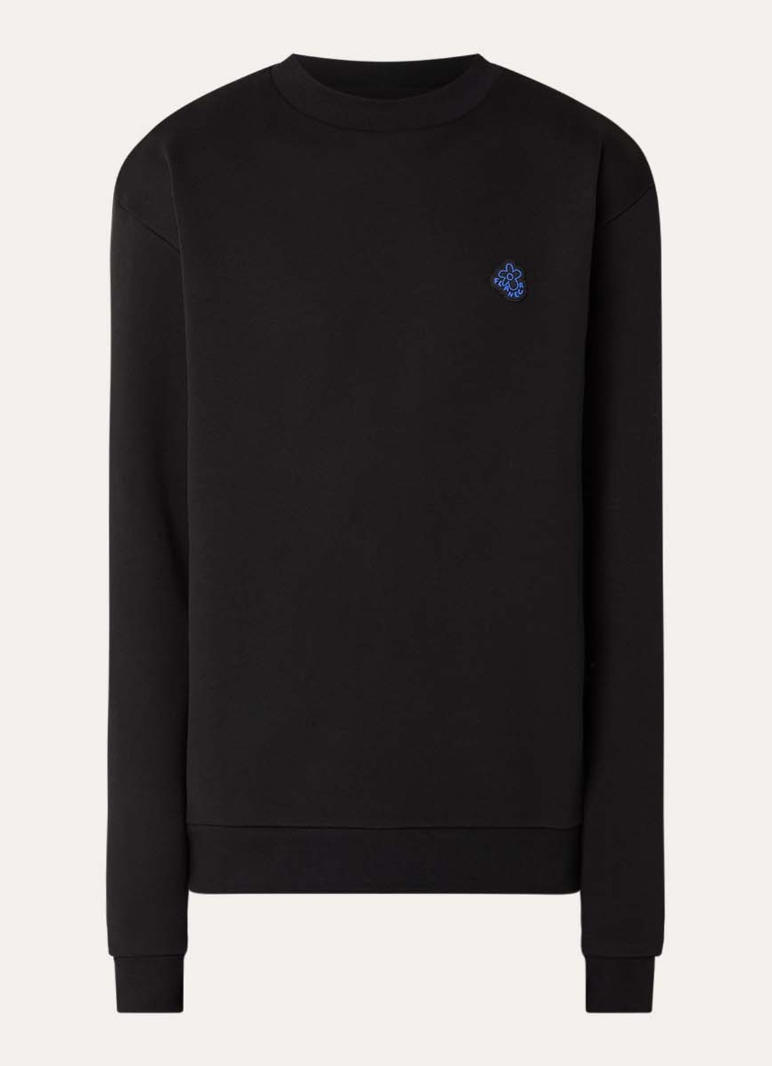 FLÂNEUR Rubber sweater met logo - voorkant 3 zwart